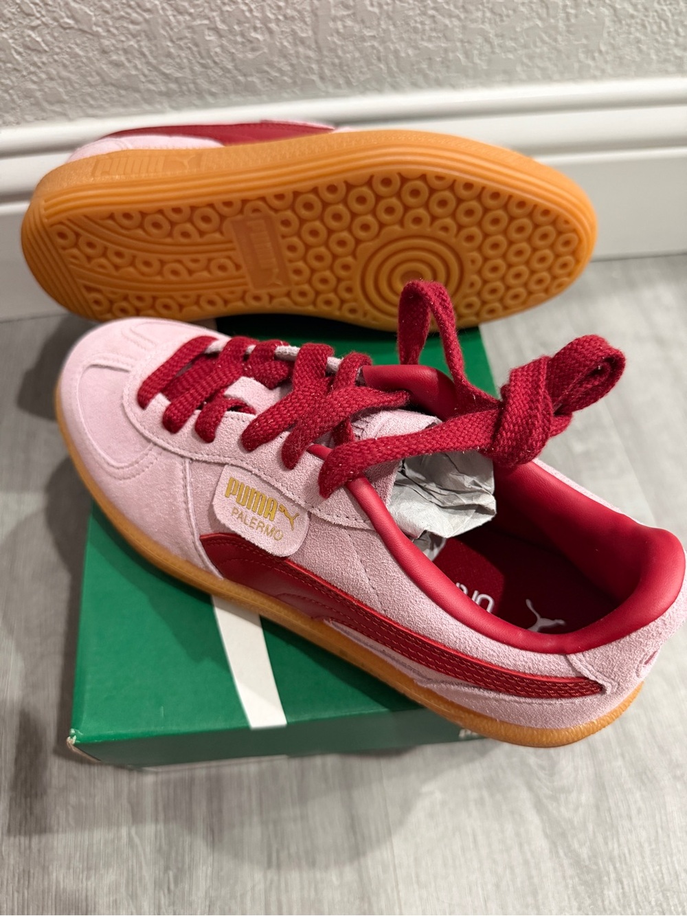 PUMA Palermo Women’s Rose Mauve Dark Crimson Pink Suede Sneakers - Picture 5 of 8